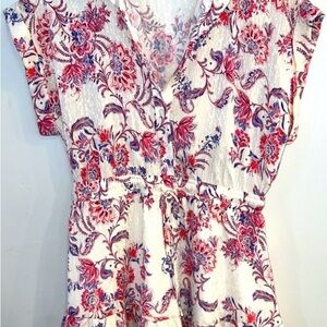 Lavender Brown White Floral Short Sleeve Collared Tiered Mini Dress